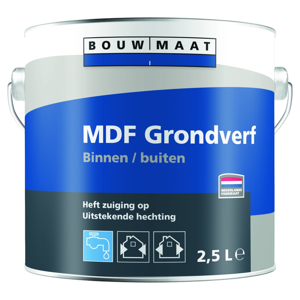 Bouwmaat MDF Grondverf wit voor binnen en 2,5 liter -